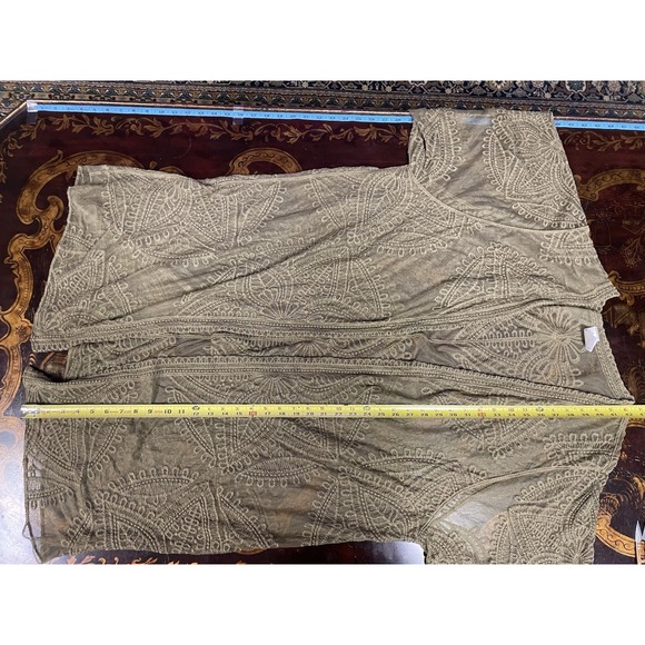 Sonoma Green Embroidered Mesh Lace Sheer Kimono Duster Cover Up Boho Fairy 3XL-4 - Picture 9 of 11